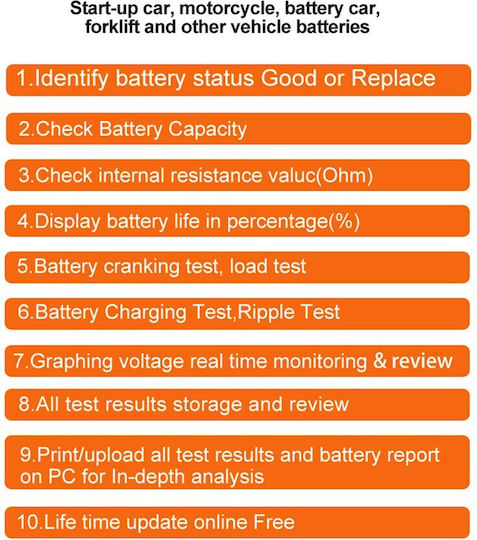 Konnwei KW-650 Digital Battery Tester with Crocodile Clips 6V/12V