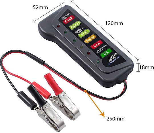 Rolinger AU-TO-3223 Analoge Batterietester mit Krokodilklemmen
