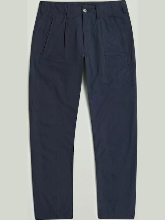 Pleated Ανδρικό Παντελόνι Chino Loose Fit Μπλε