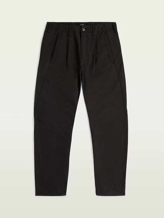 Pleated Παντελόνι Chino σε Loose Εφαρμογή Μαύρο