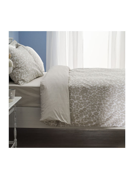 Charalambidis Textiles Leopar Σεντόνι Διπλό 200x260εκ. Μπεζ