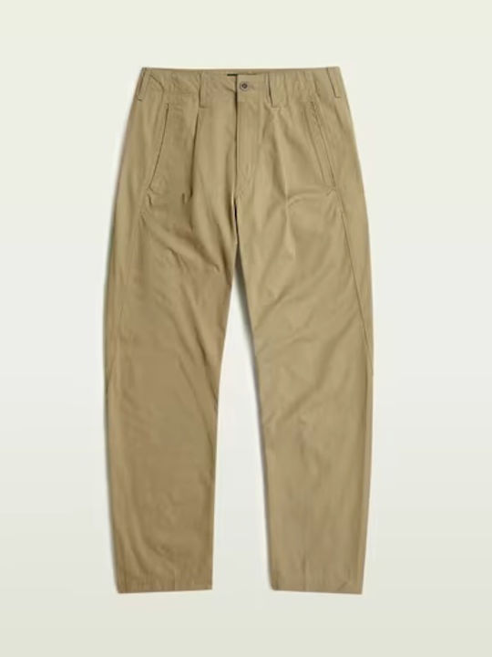 Pleated Chino Trousers in Loose Fit Beige