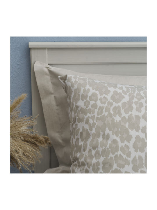 Charalambidis Textiles Leopar Σεντόνι Διπλό 200x260εκ. Μπεζ