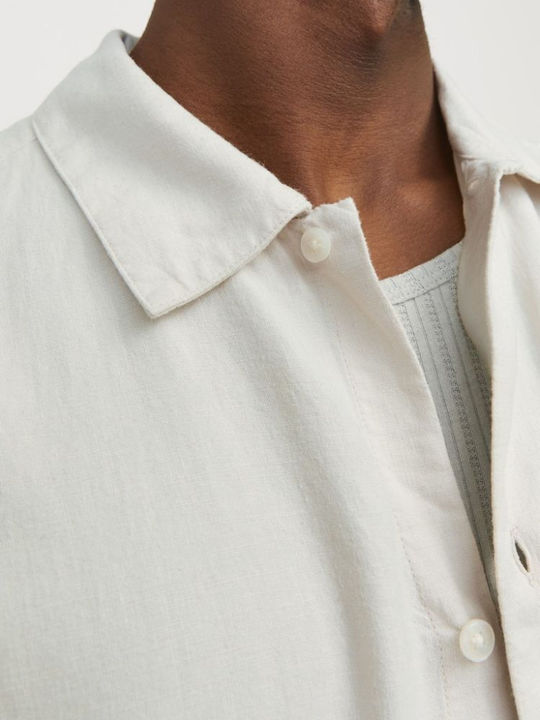 Short Sleeve Linen Shirt in Wide Fit Gray