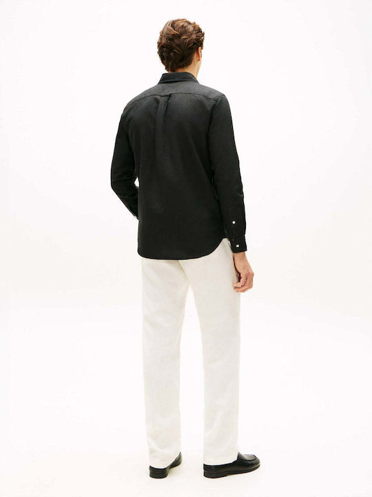 Long Sleeve Linen Shirt Black