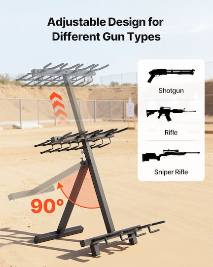 Vevor Heavy Duty Portable Folding Steel Gun Rack Carbines Firearms Free Standing Indoor Outdoor Display Gun Storage Holds Up To 7 Pistols 4 Carbines Or Shooting Hunting Guns