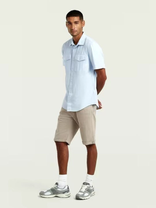 Short Sleeve Shirt in Narrow Fit Light Blue