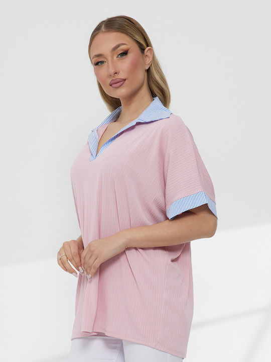 Women's Short Sleeve Pink Blouse