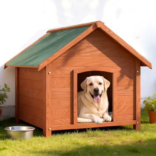 Bakaji Ξύλινο Σπιτάκι Σκύλων Εξωτερικού Χώρου Ανοιγόμενη Στέγη Κατοικίδια 89x84x76cm 02001890