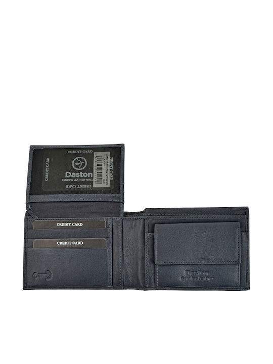 Leather Men's Wallet with RFID Blue