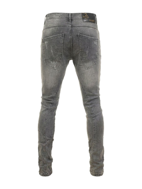 Men's Elastic Jeans Pants with Slim Straight Fit Gray