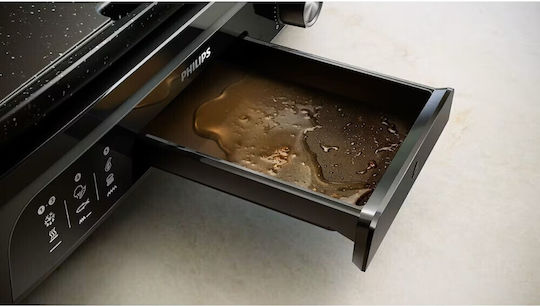 Philips Tabletop Electric Grill with Smooth and Grooved Plate 2400W with Lid and Adjustable Thermostat 15.8x15.8cm