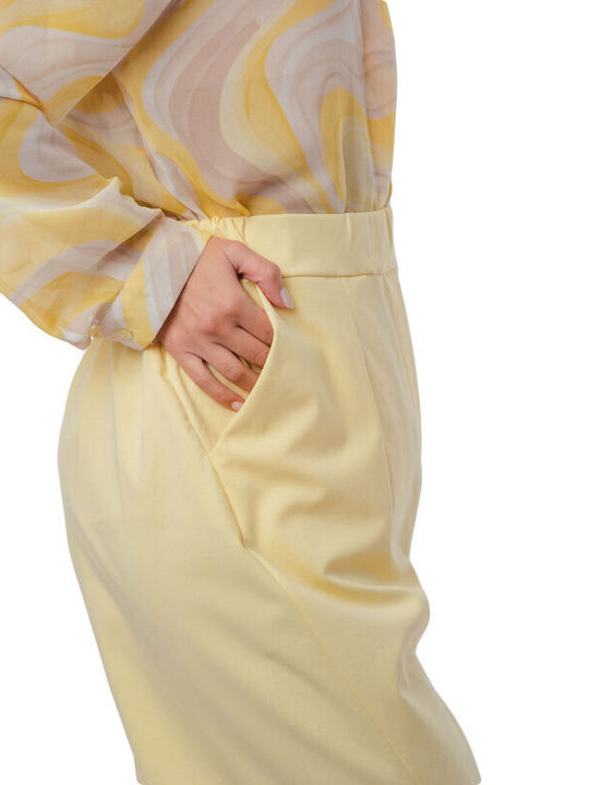 Yellow Cropped Cotton Trousers