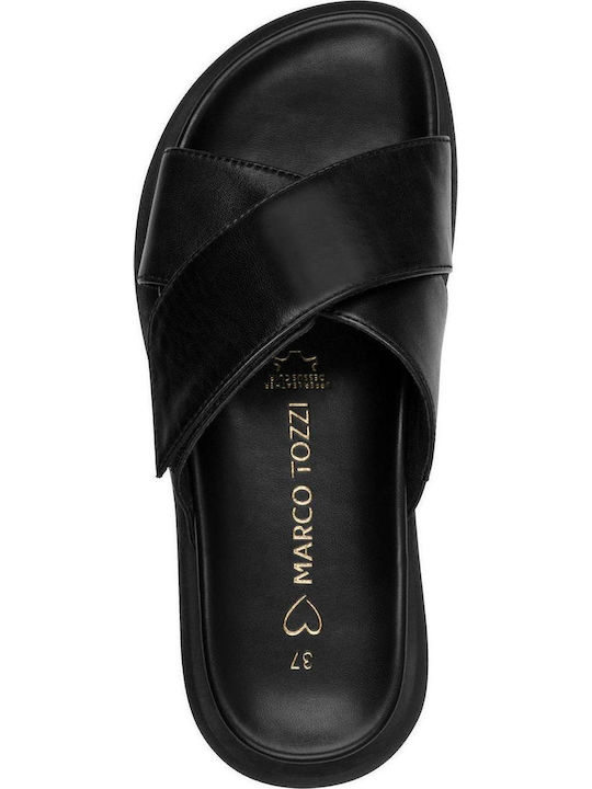 Leather Women's Flat Sandals Black