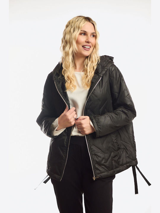 Short Women's Jacket for Winter Black