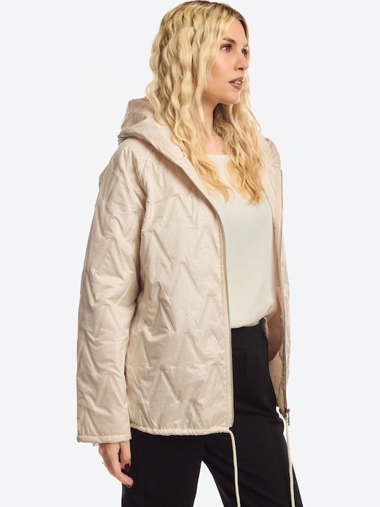Kurze Damenjacke für Winter Beige