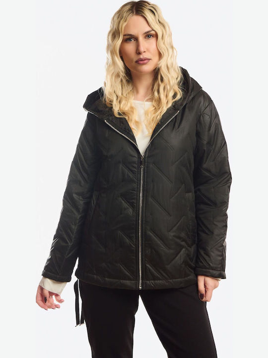 Short Women's Jacket for Winter Black