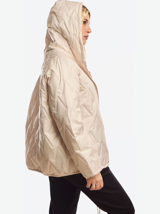 Kurze Damenjacke für Winter Beige