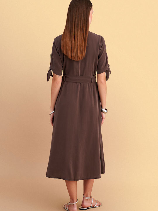 Summer Midi Dress Brown