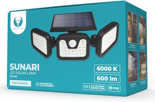 Forever Light Ηλιακό Φωτιστικό 8W 600lm Ψυχρό Λευκό 6000K με Αισθητήρα Κίνησης IP65