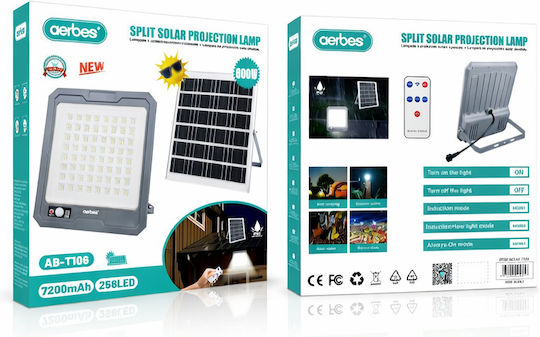 Aerbes Στεγανός Ηλιακός Προβολέας LED 800W με Αισθητήρα Κίνησης, Φωτοκύτταρο και Τηλεχειριστήριο IP66