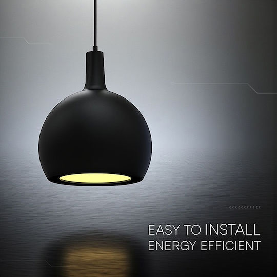 V-TAC Black Bell Ceiling Light with E27 Socket 28x28x188cm