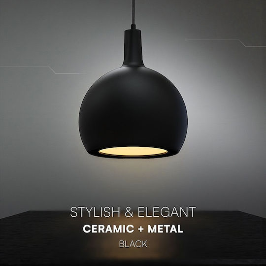 V-TAC Black Bell Ceiling Light with E27 Socket 28x28x188cm