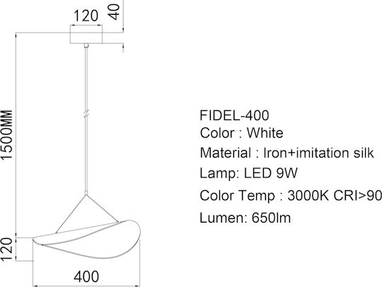 Sun Light Fidel Ceiling Light White 40x40cm