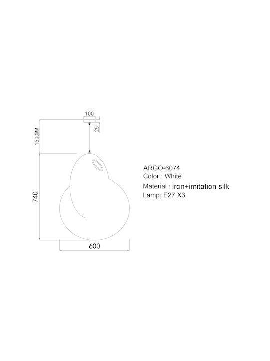 Sun Light Argo Pendant Light White
