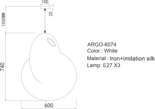 Sun Light Argo Висящо Осветително Тяло Бяло