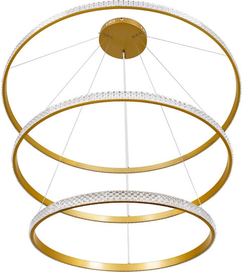 Diamond Pendant Light Gold LED with Adjustable White Light