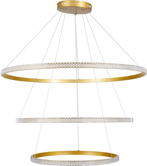 Diamond Pendant Light Gold LED with Adjustable White Light
