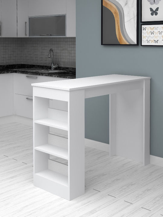 Deep Wooden Bar Table White 120x50x100cm
