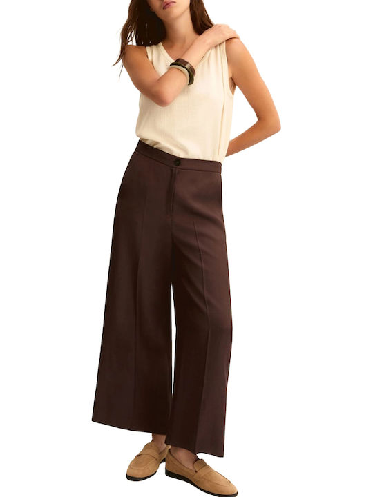 Women's Linen Trousers in Straight Leg Brown