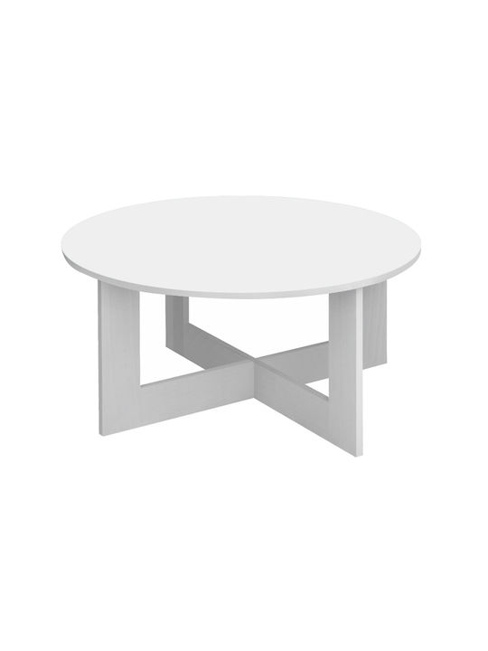 Round Central Coffee Table Kati Wooden White W80xL80xH42cm