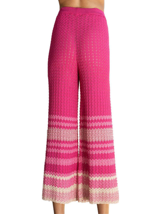 Aggel Women's Fabric Capri Trousers Pink Gold-pink Fuchsia Bright Fuchsia