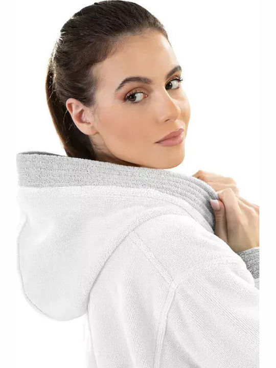 Guy Laroche Monogram Bathrobe Hooded Ice