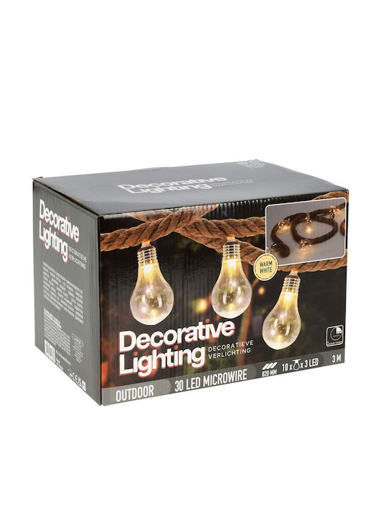 H&S Στεγανή Γιρλάντα Φωτισμού LED IP44 με 10 Λαμπάκια