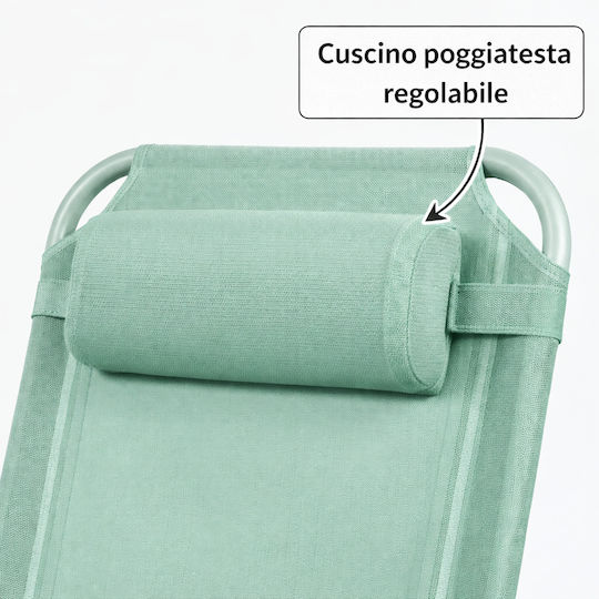 Bakaji Scaun de Plajă Verde Set 2 Bucăți