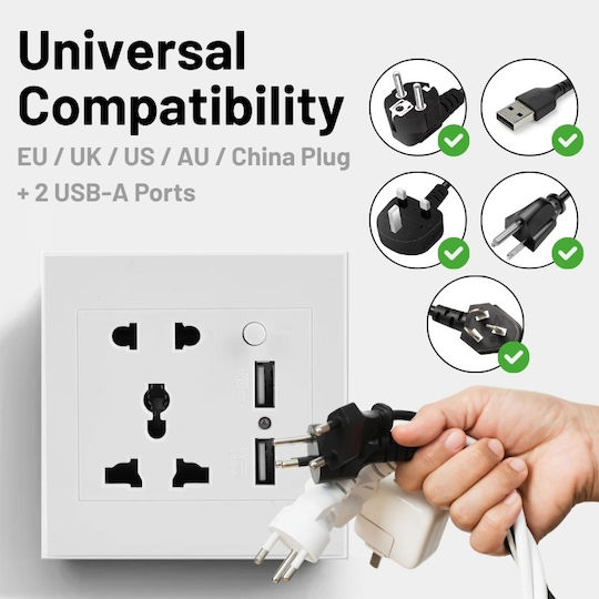 Cameră De Supraveghere Ascunsă Priză De Perete Internațională Iuni Pr2 Wi-Fi 64GB Full HD 2 Porturi USB-A