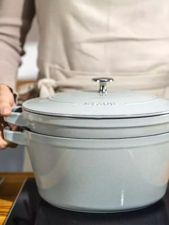 Staub Round Cast Iron Dutch Oven 33x35cm 3 Pieces