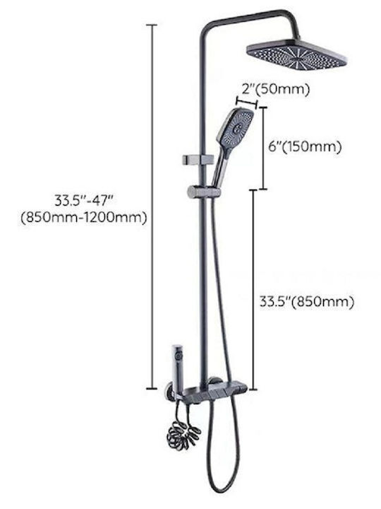 Duschsäule mit Wannenbatterie Graue