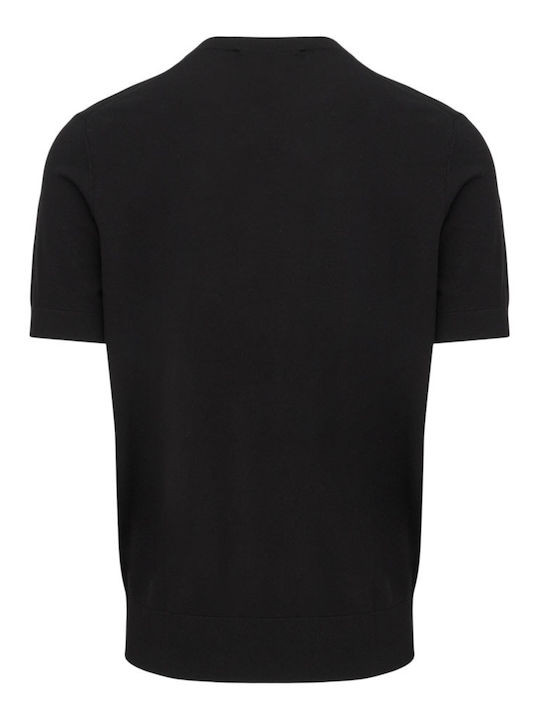 Pulover Cu Guler Rotund Tricou Cu Mânecă Scurtă Negru