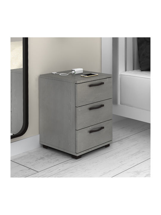 Bedside Table Roco Roco Wooden Gray 40x39x57cm