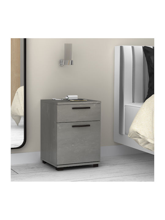 Bedside Table Veto Wooden Gray 40x39x57cm