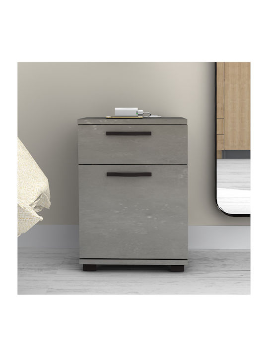 Bedside Table Veto Wooden Gray 40x39x57cm