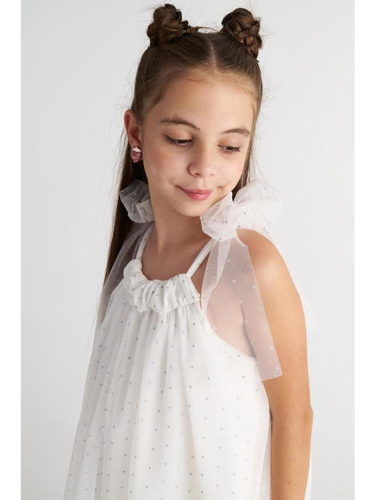 Two Girls Dress Sleeveless Tulle White