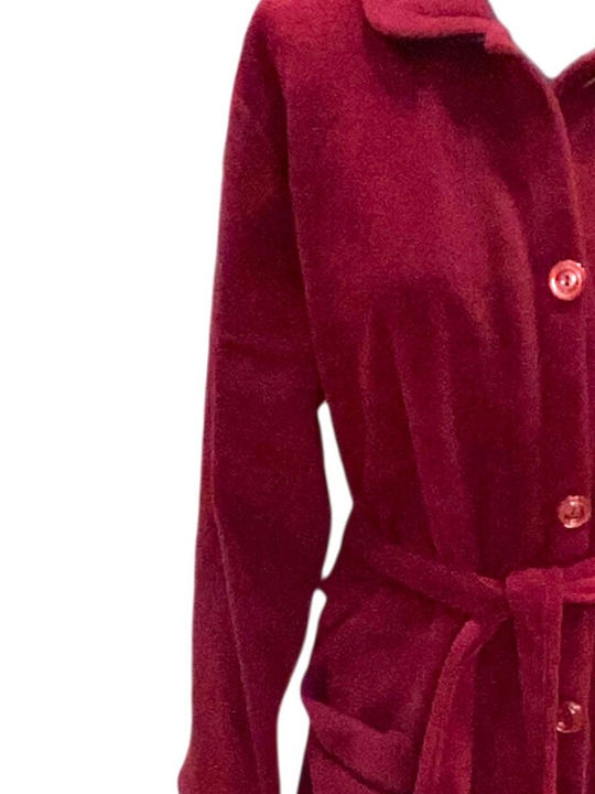Nina Club Winters Damen-Bademantel Burgundisch