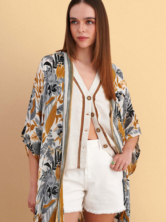 Long Women's Kimono Beige
