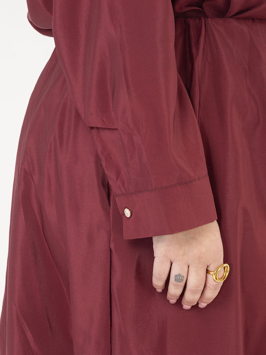 Summer Shirt Dress Burgundy